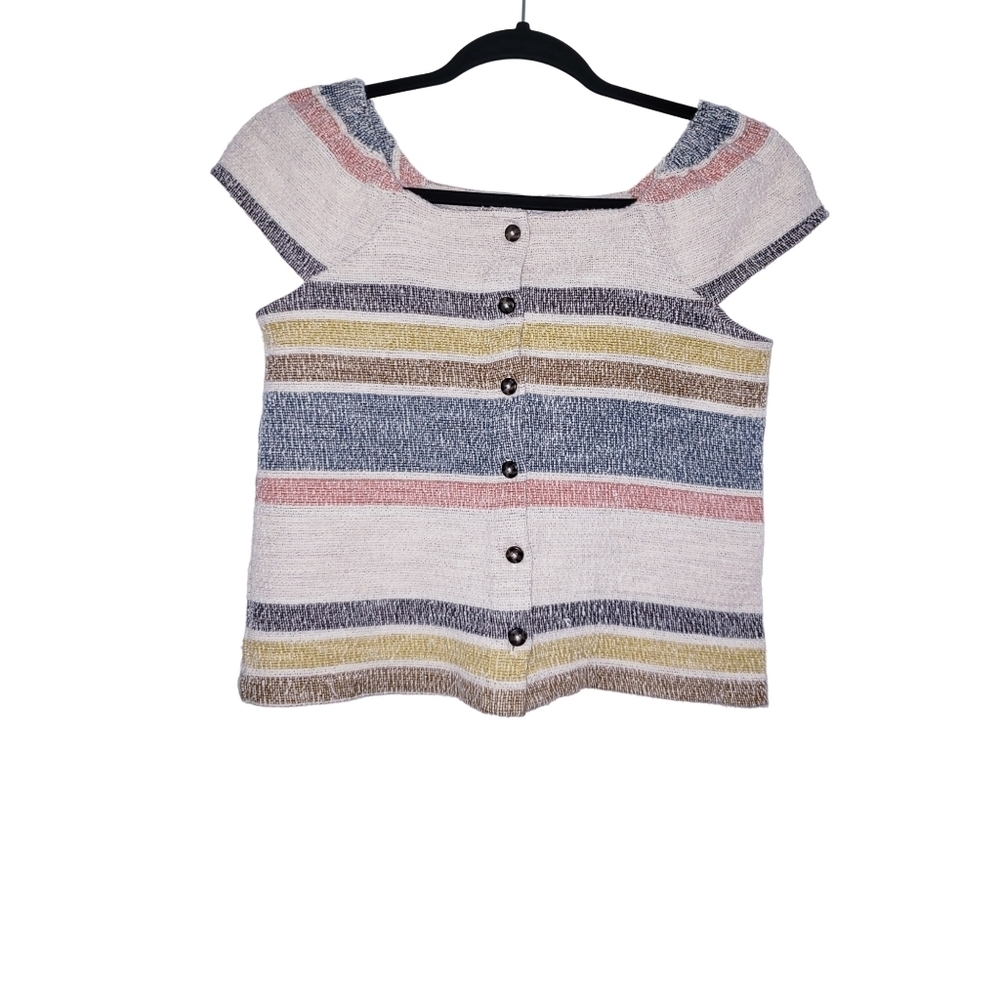 Madewell Texture & Thread Striped Button Front Top - Picture 3 of 8